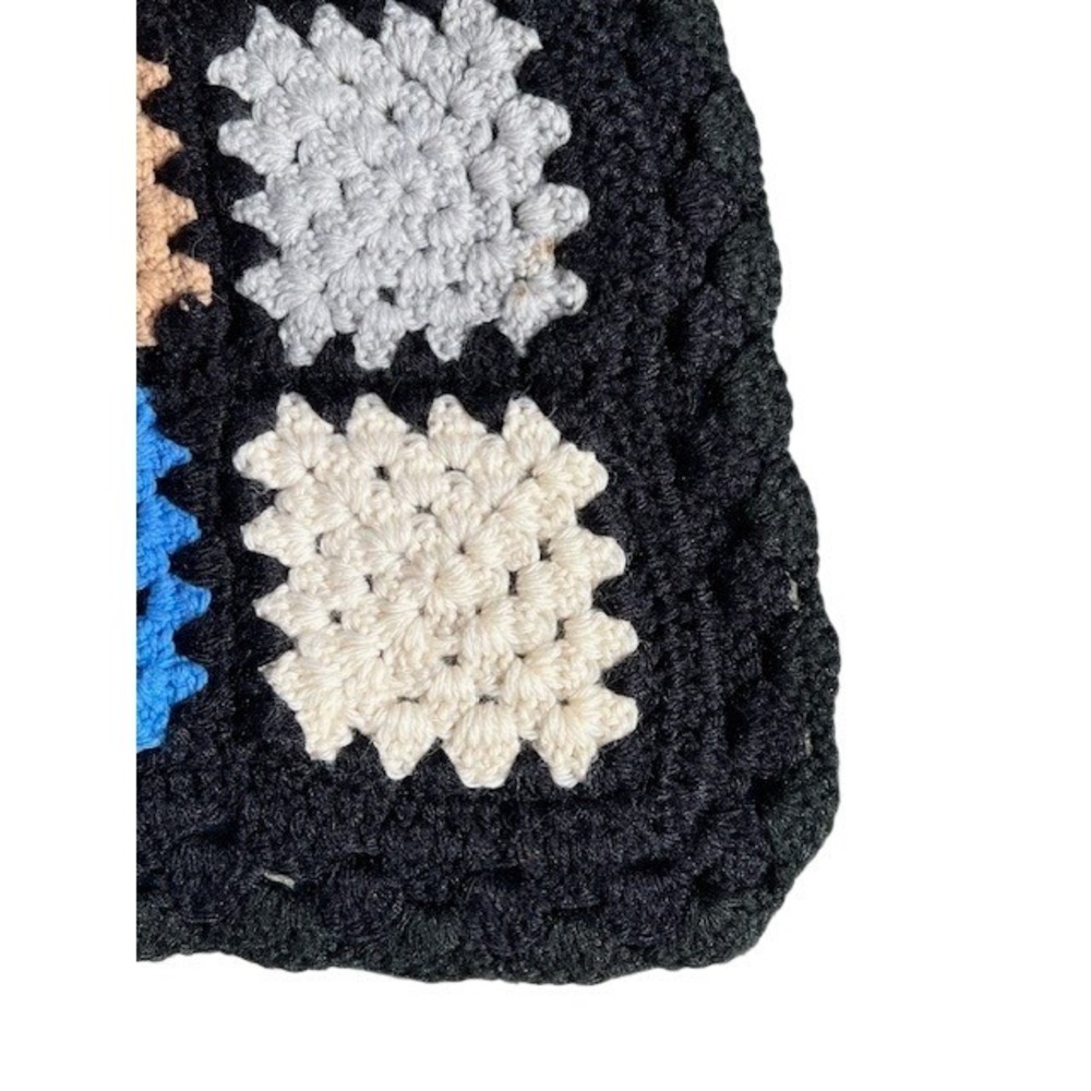 Handmade Crochet Granny Square Blanket Multi Color Patchwork Retro‎ Afghan Throw - Picture 8 of 9